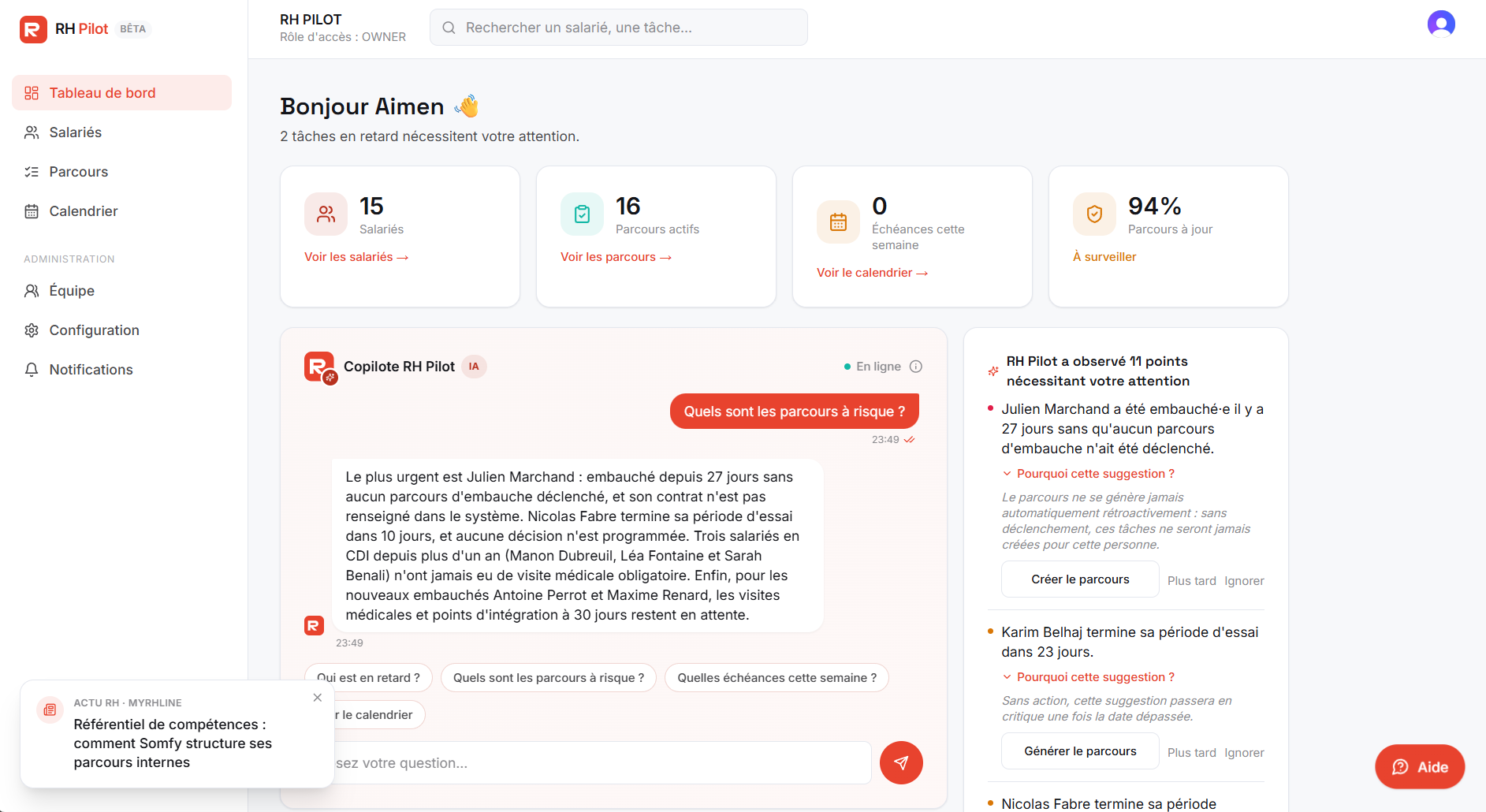 Tableau de bord RH Pilot
